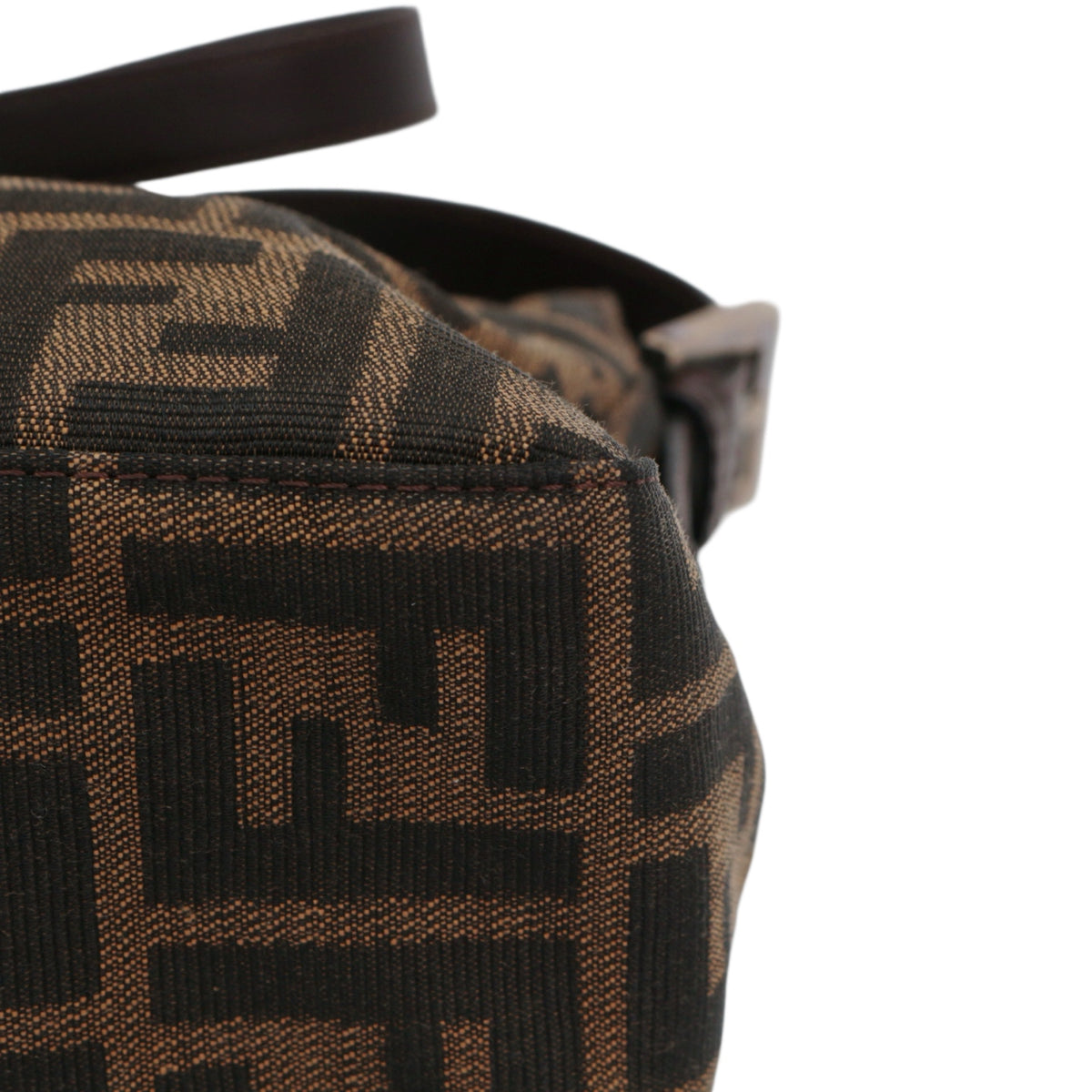FENDI Brown Zucca Canvas FF Buckle Shoulder Bag [Used]