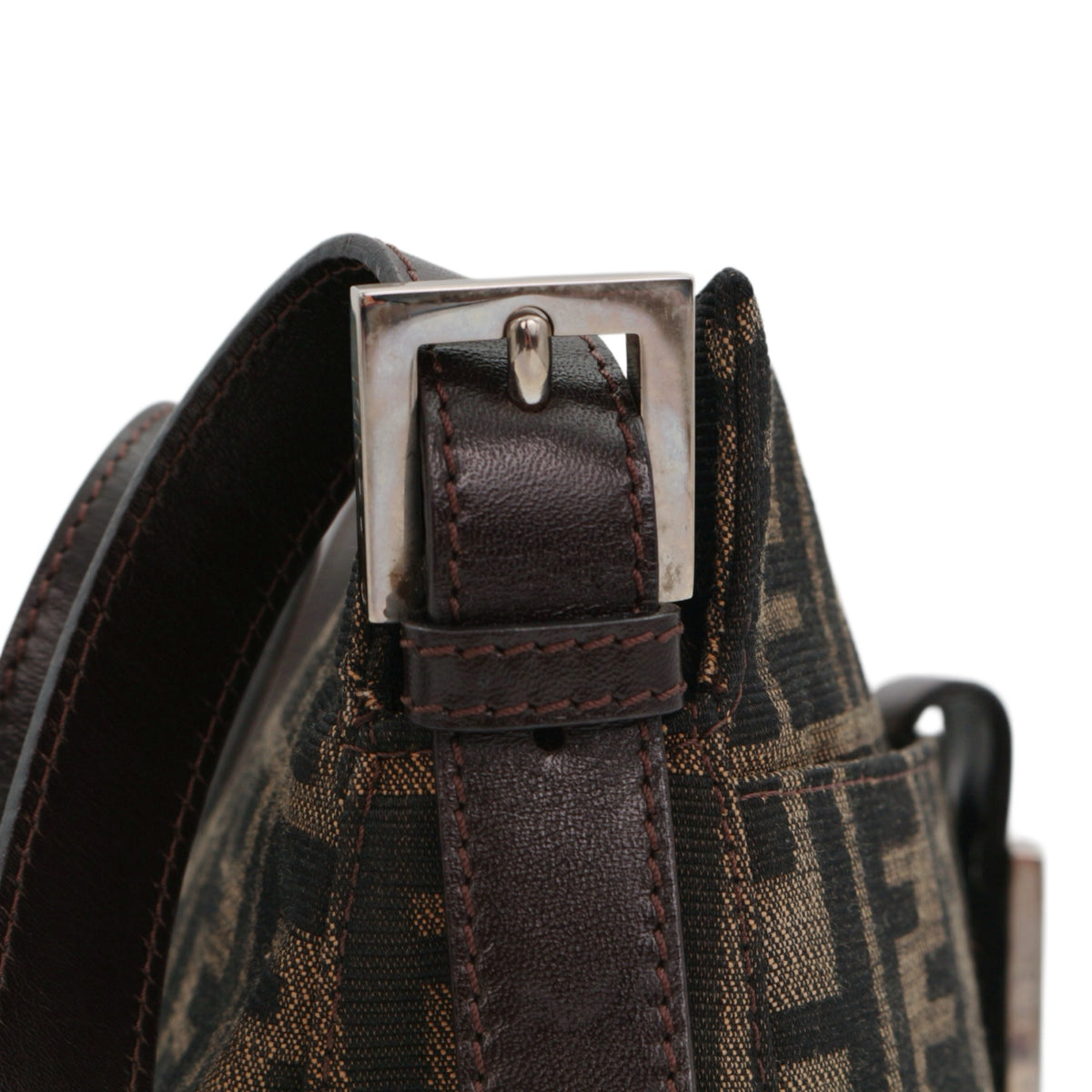 FENDI Brown Zucca Canvas FF Buckle Shoulder Bag [Used]