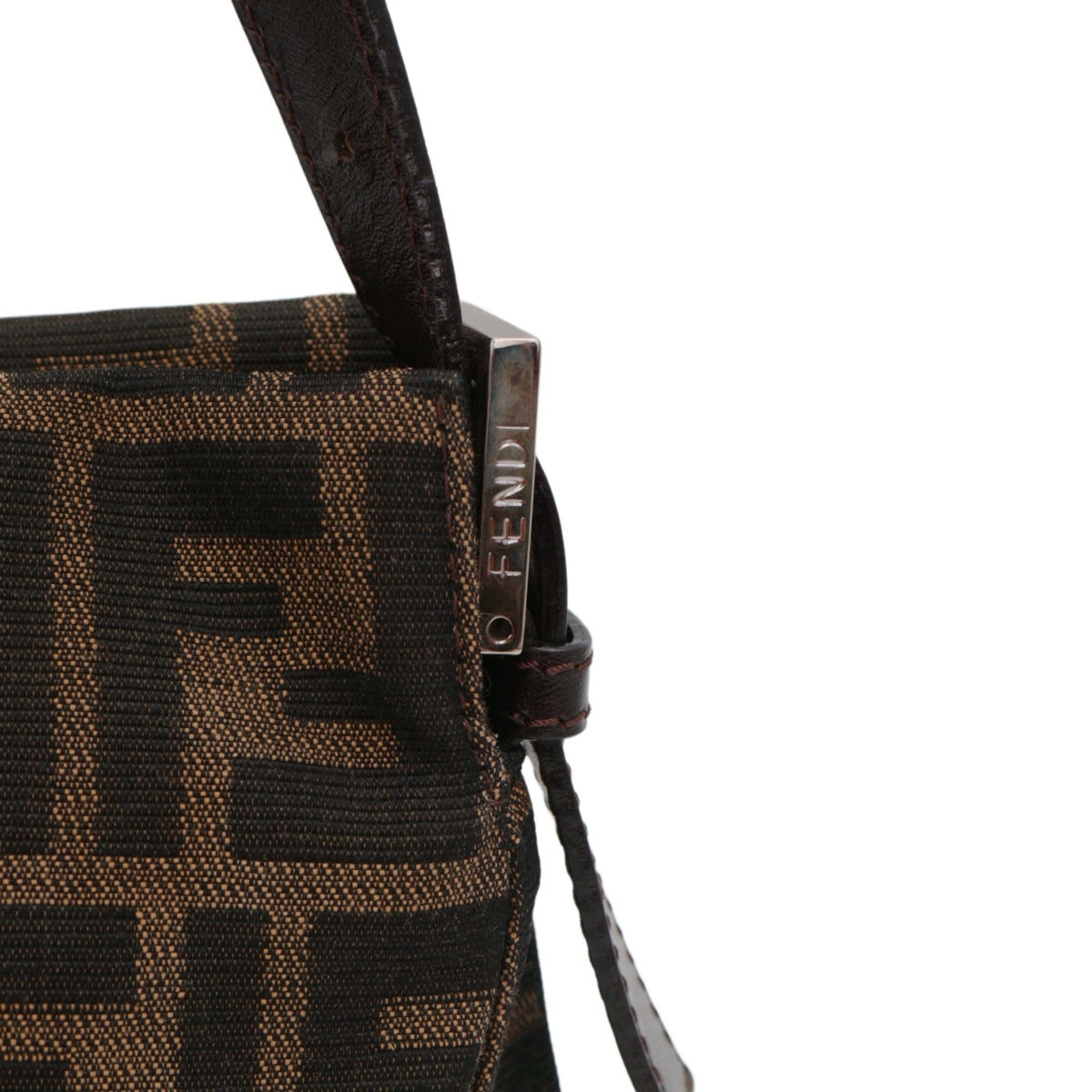 FENDI Brown Zucca Canvas FF Buckle Shoulder Bag [Used]