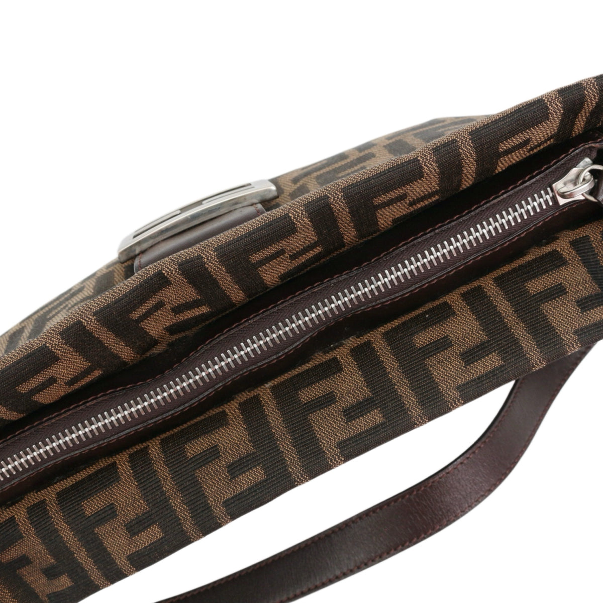 FENDI Brown Zucca Canvas FF Buckle Shoulder Bag [Used]
