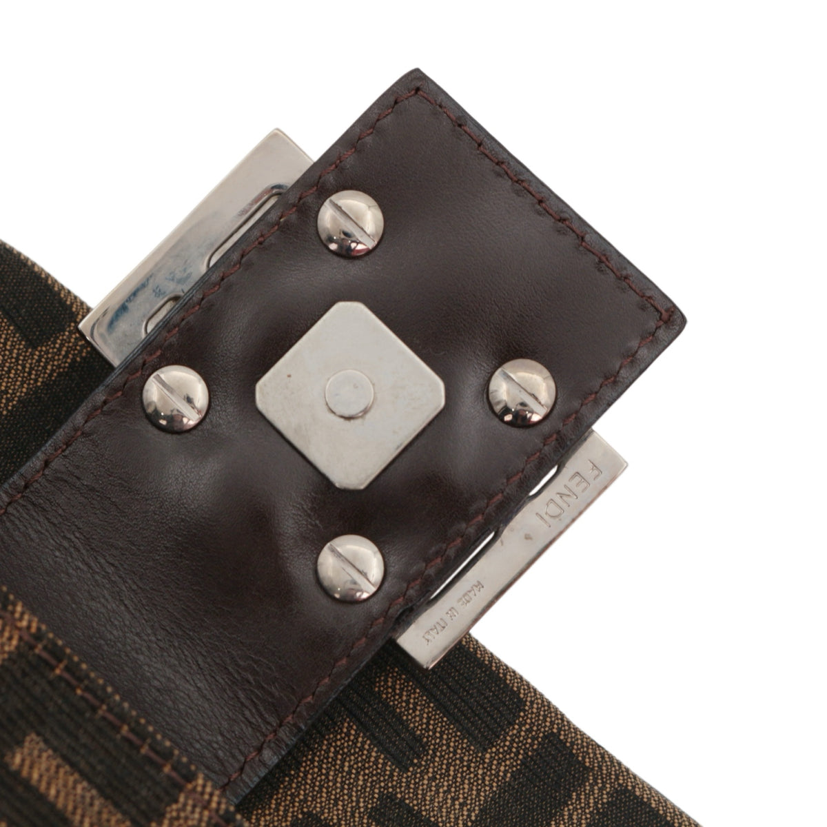 FENDI Brown Zucca Canvas FF Buckle Shoulder Bag [Used]