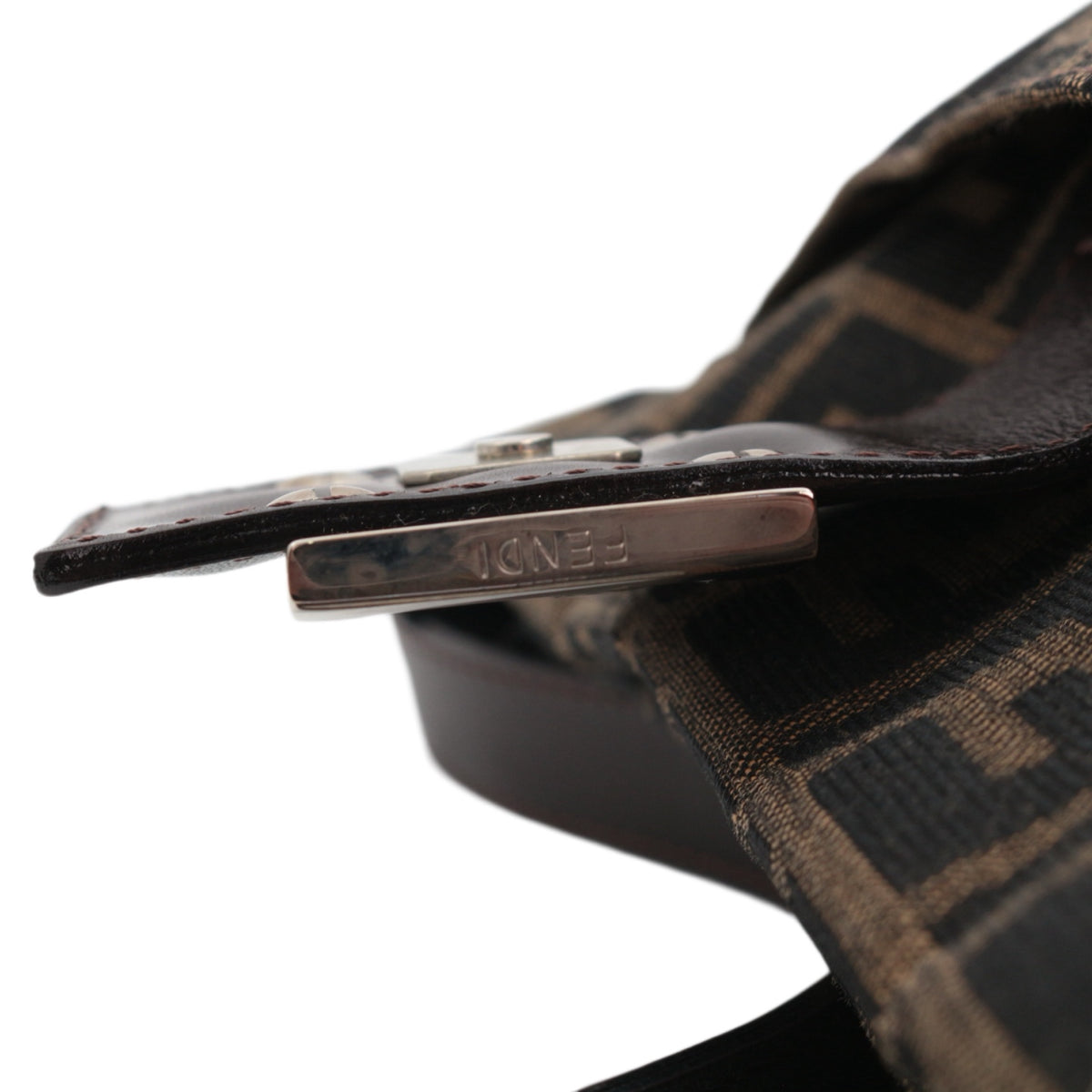 FENDI Brown Zucca Canvas FF Buckle Shoulder Bag [Used]