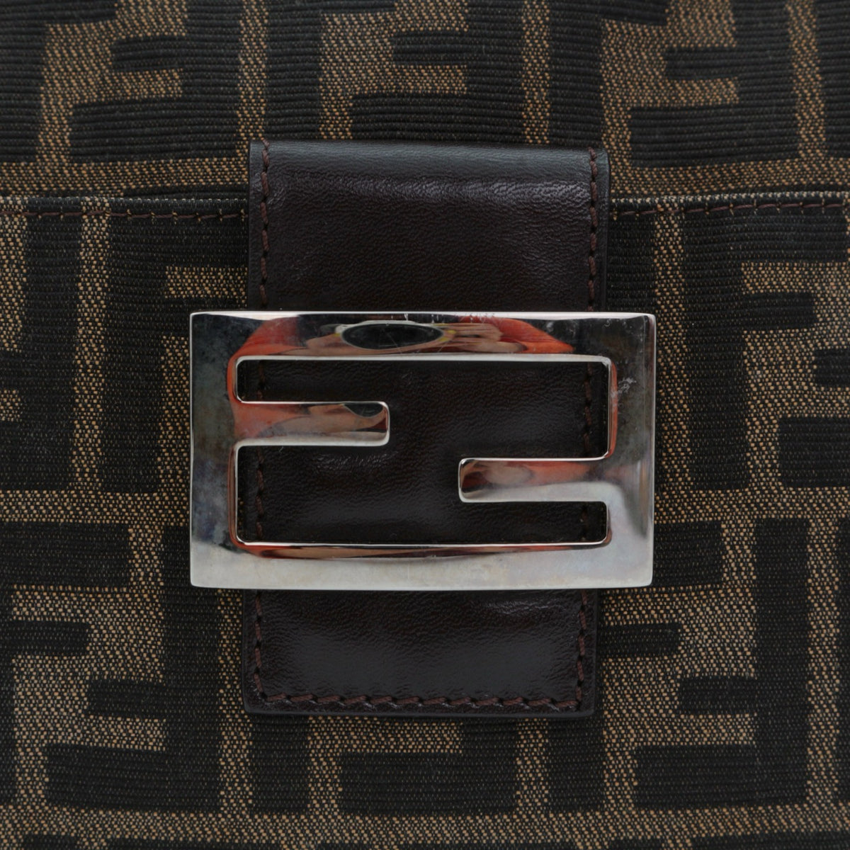 FENDI Brown Zucca Canvas FF Buckle Shoulder Bag [Used]
