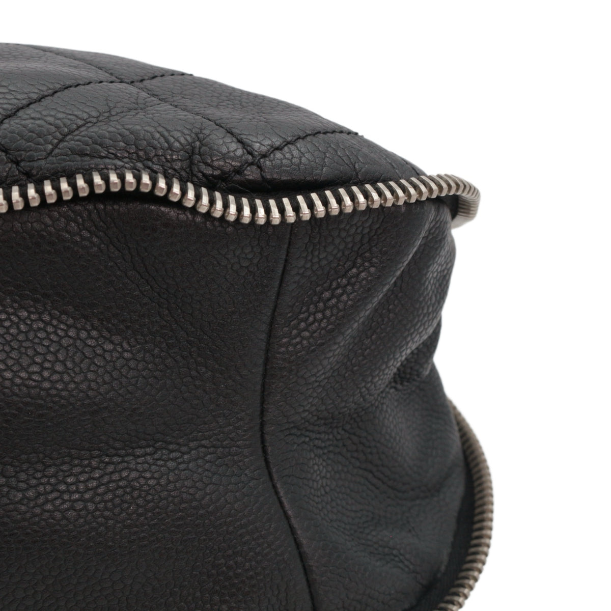 CHANEL Black Quilted Caviar Leather Large CC Zip Tote Bag [Used]