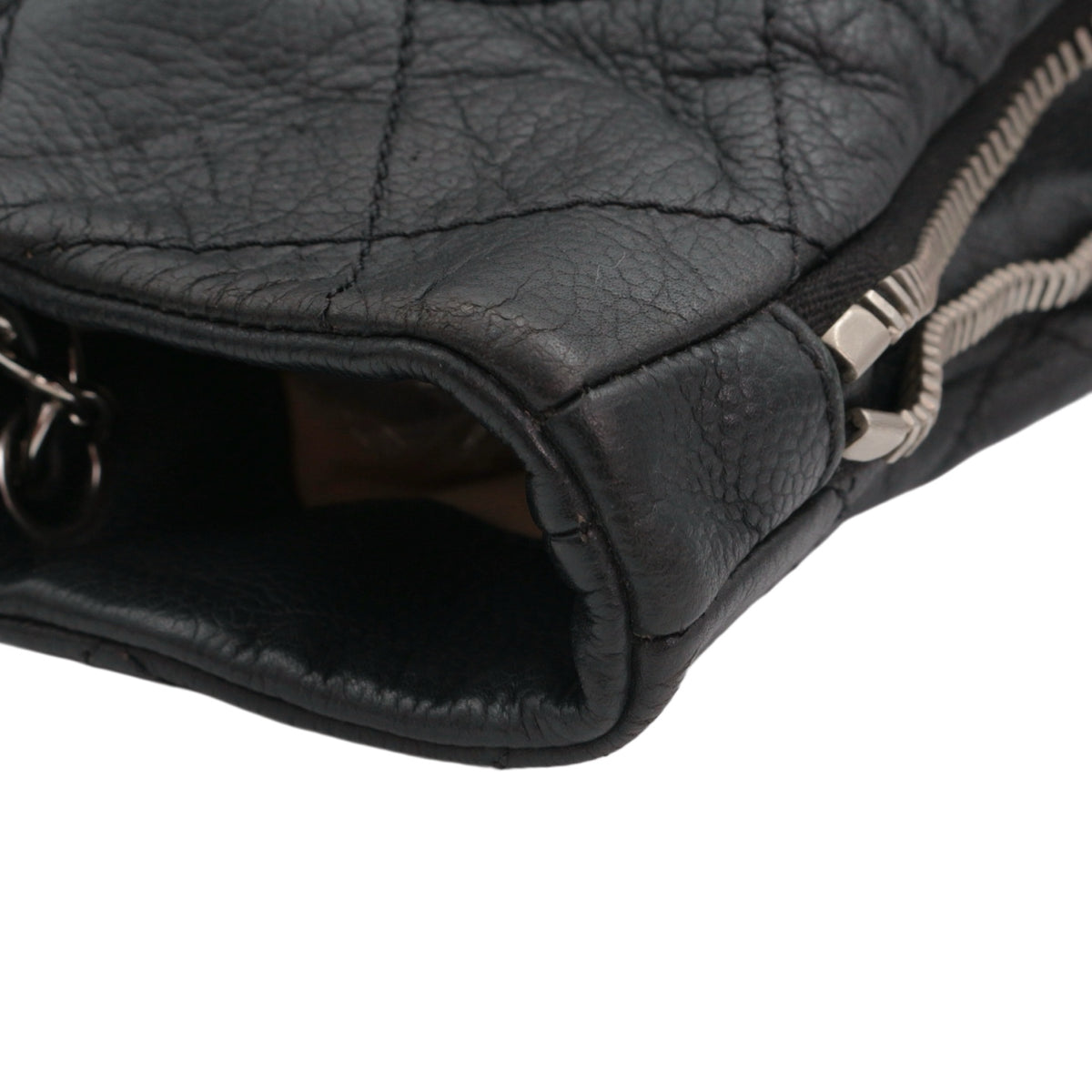 CHANEL Black Quilted Caviar Leather Large CC Zip Tote Bag [Used]