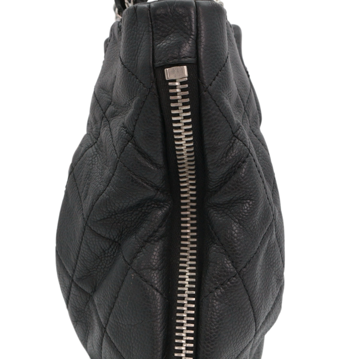 CHANEL Black Quilted Caviar Leather Large CC Zip Tote Bag [Used]