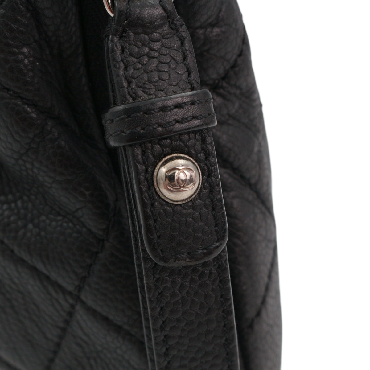 CHANEL Black Quilted Caviar Leather Large CC Zip Tote Bag [Used]