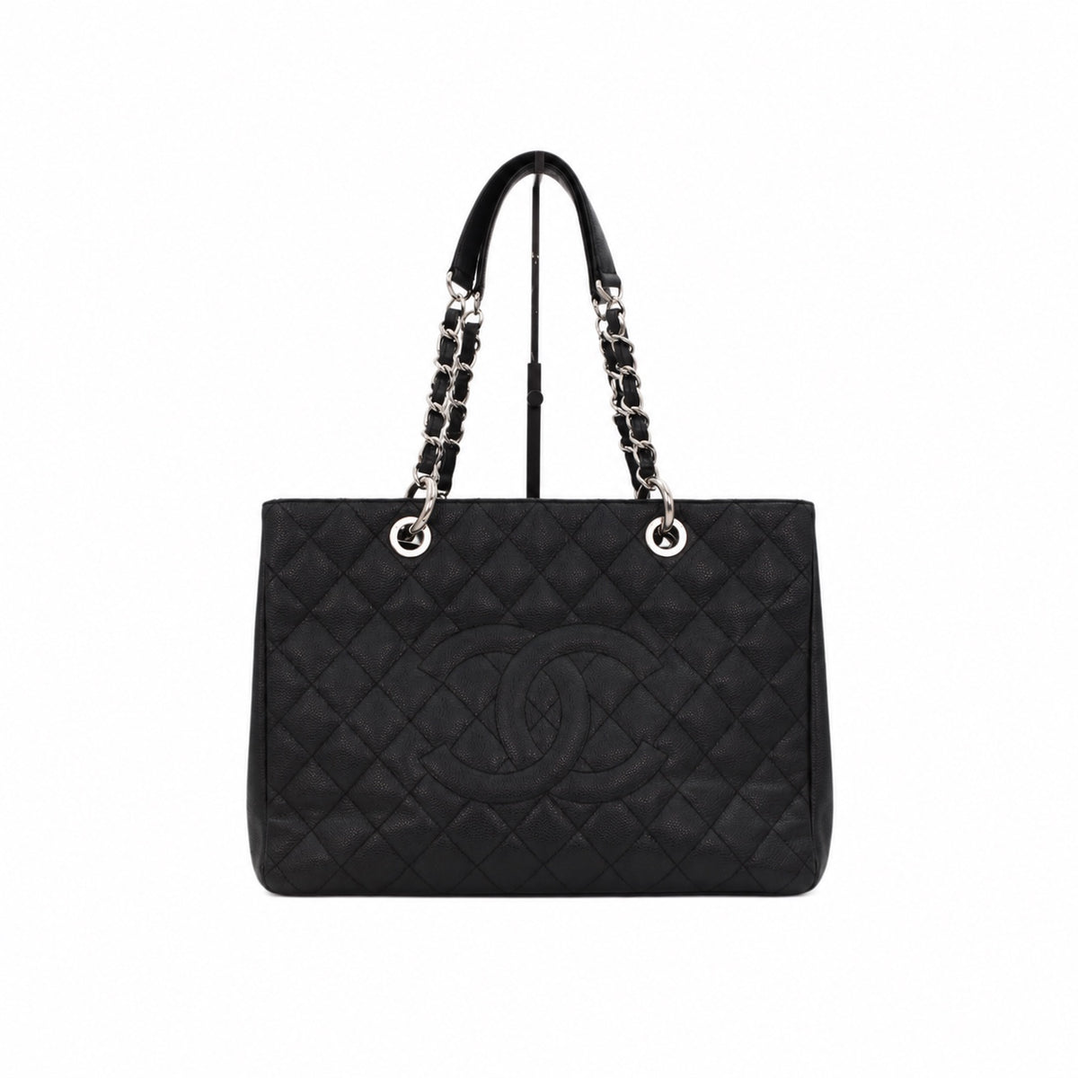 CHANEL Black Caviar GST Tote Bag Silver Hardware [Used]