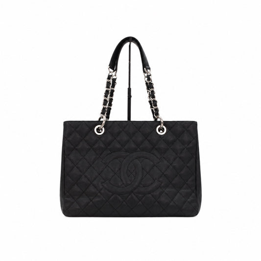 CHANEL Black Caviar GST Tote Bag Silver Hardware [Used]