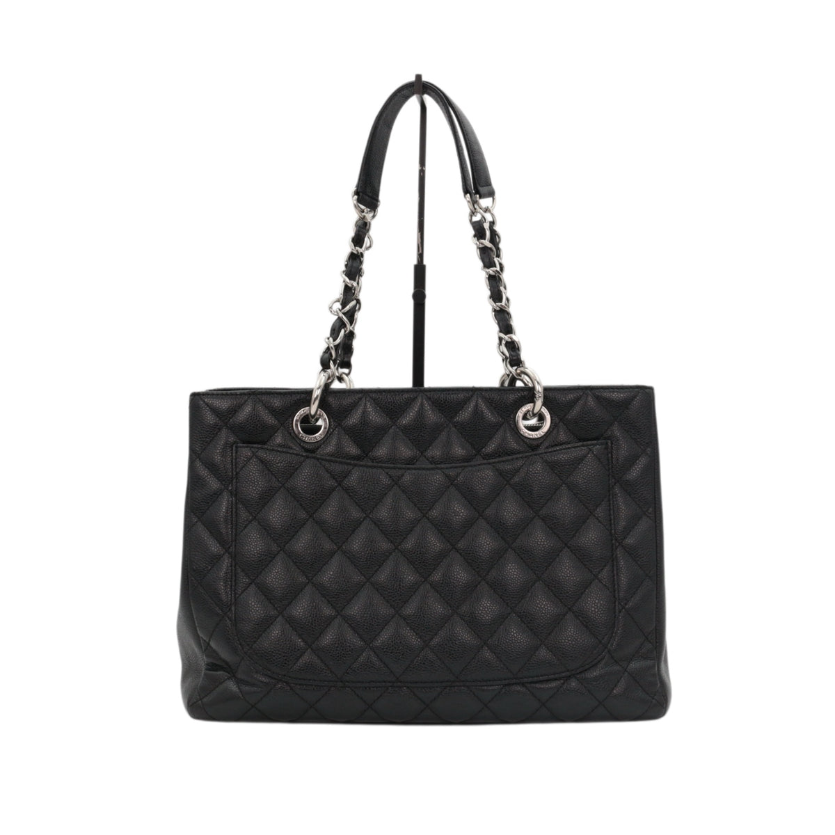 CHANEL Black Caviar GST Tote Bag Silver Hardware [Used]