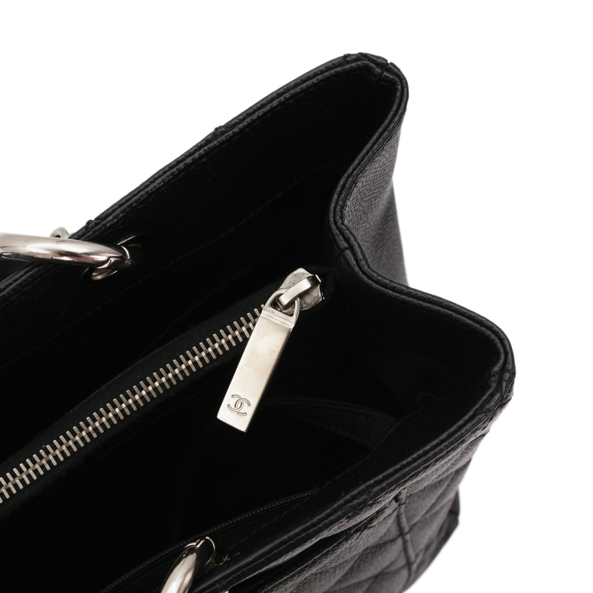 CHANEL Black Caviar GST Tote Bag Silver Hardware [Used]