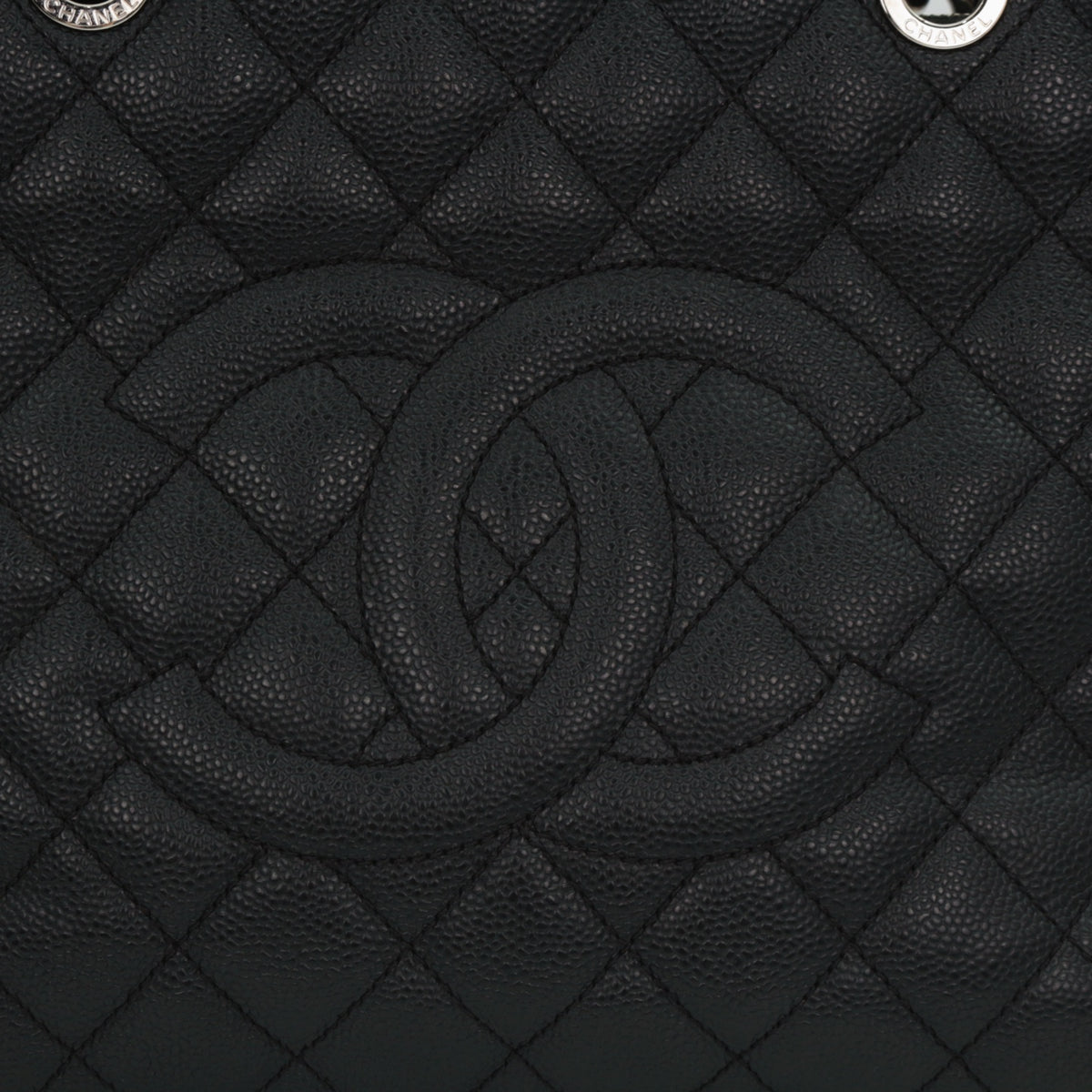 CHANEL Black Caviar GST Tote Bag Silver Hardware [Used]