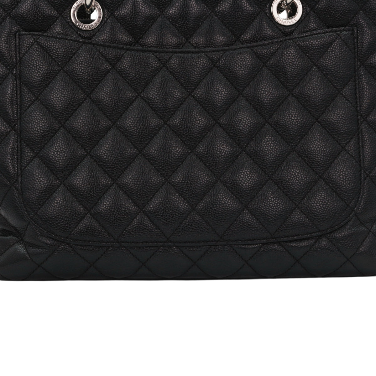CHANEL Black Caviar GST Tote Bag Silver Hardware [Used]
