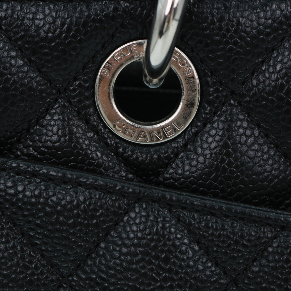 CHANEL Black Caviar GST Tote Bag Silver Hardware [Used]