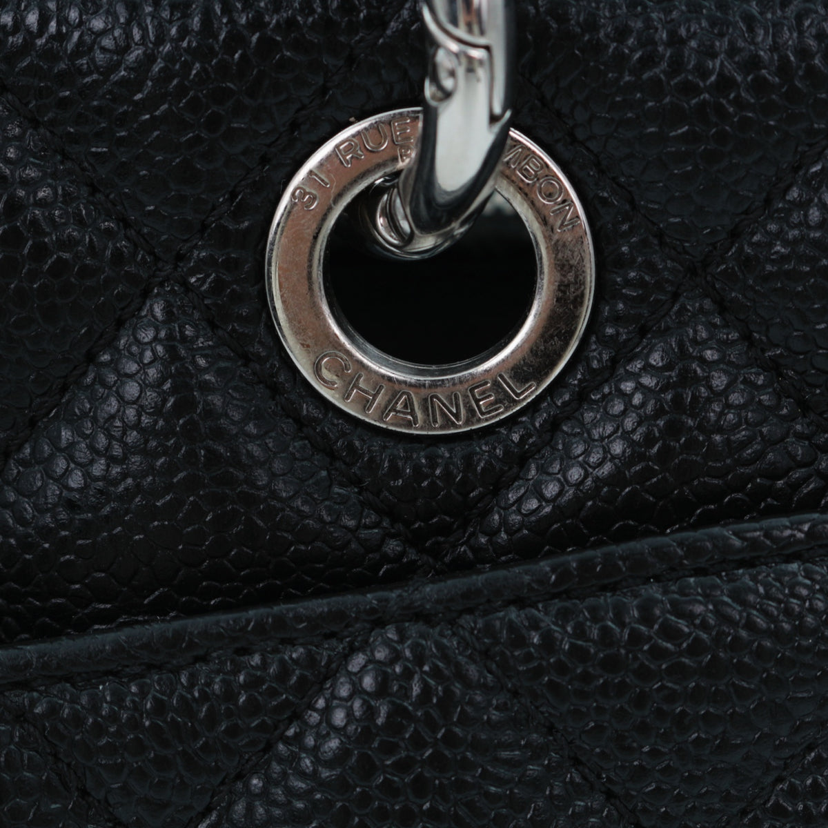 CHANEL Black Caviar GST Tote Bag Silver Hardware [Used]