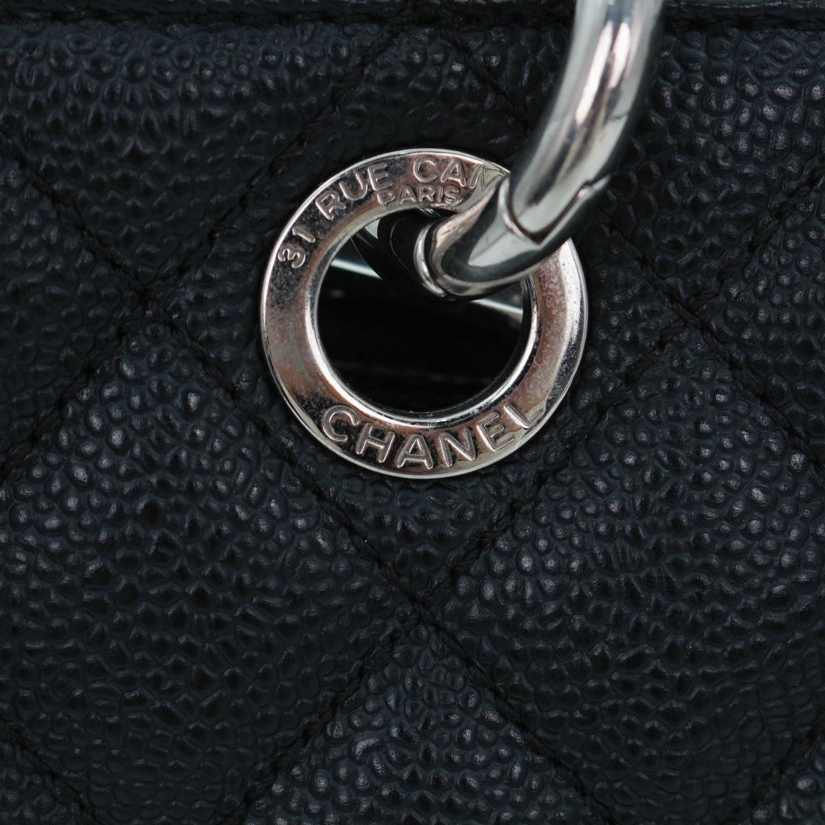CHANEL Black Caviar GST Tote Bag Silver Hardware [Used]