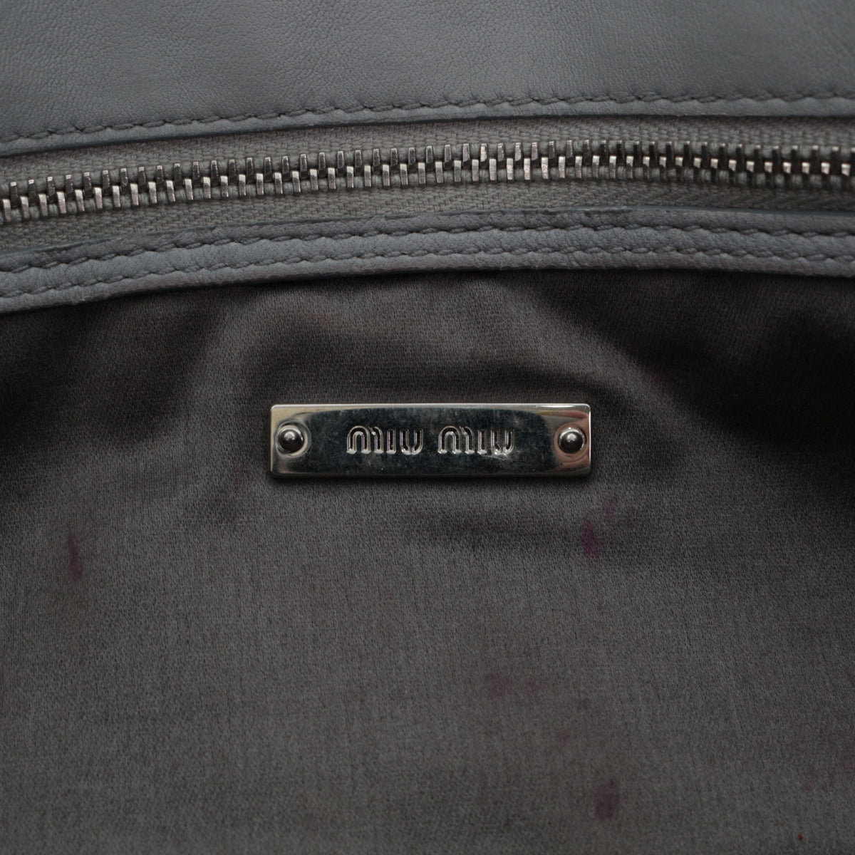 MIU MIU Grey Blue Matelassé Leather Crystal Embellished Shoulder Bag [Used]