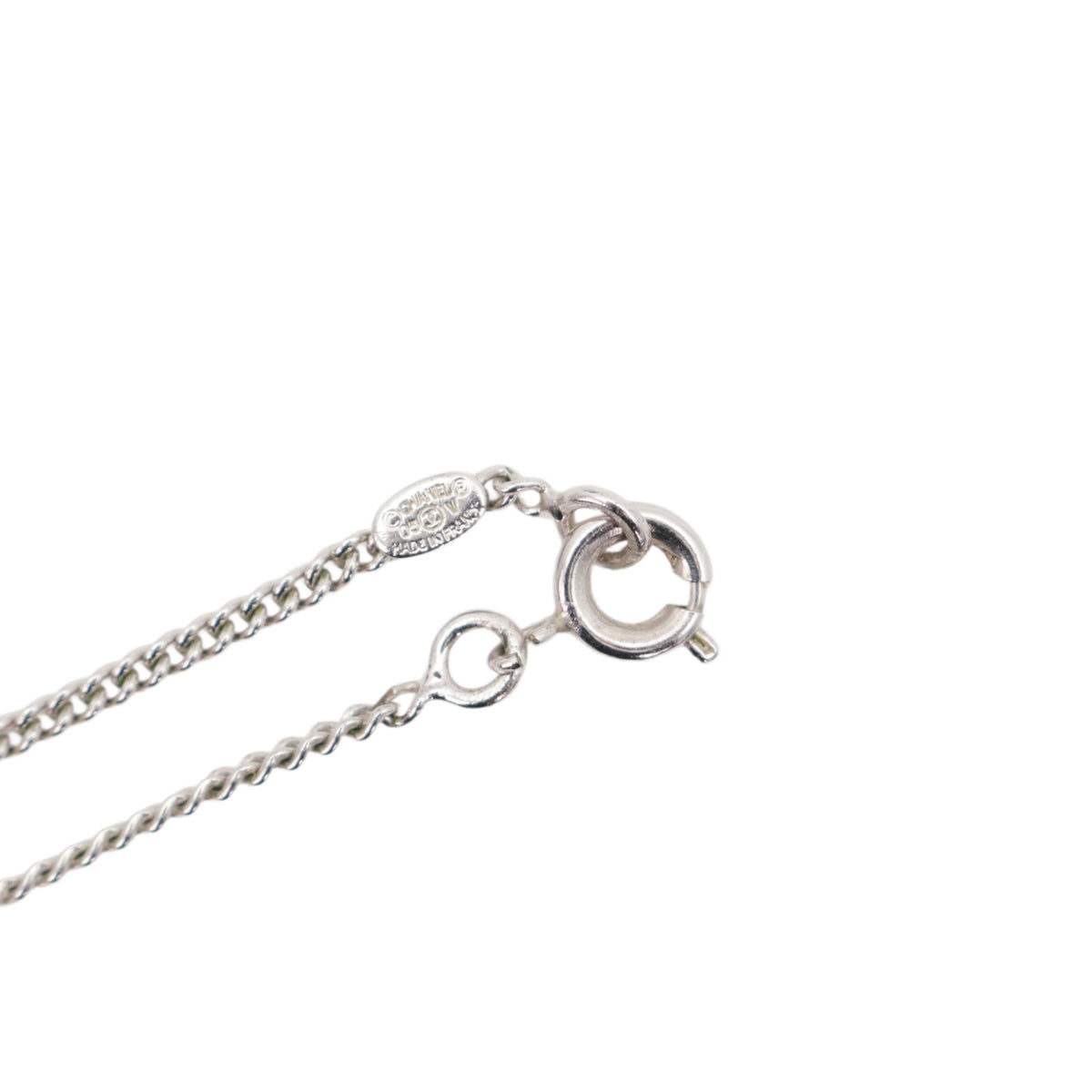 CHANEL 05V Silver-Tone CC Rhinestone Pendant Necklace [Used]