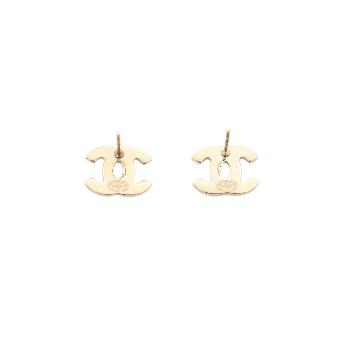 CHANEL 04A Gold-Tone Multicolor Rhinestone CC Stud Earrings [Used]