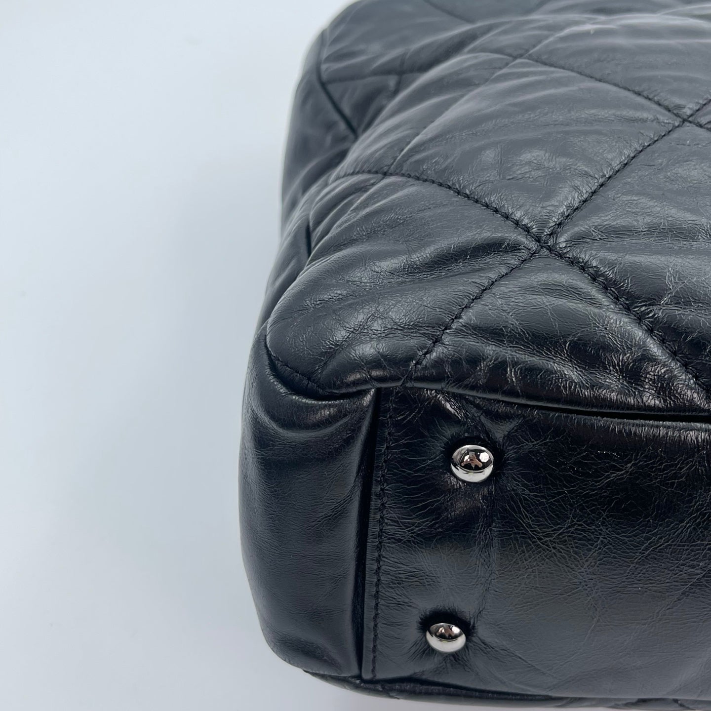 Chanel Tweed & Waxed Calfskin Quilted 2-Way Puffy Tote Bag Black/Silver [Used]