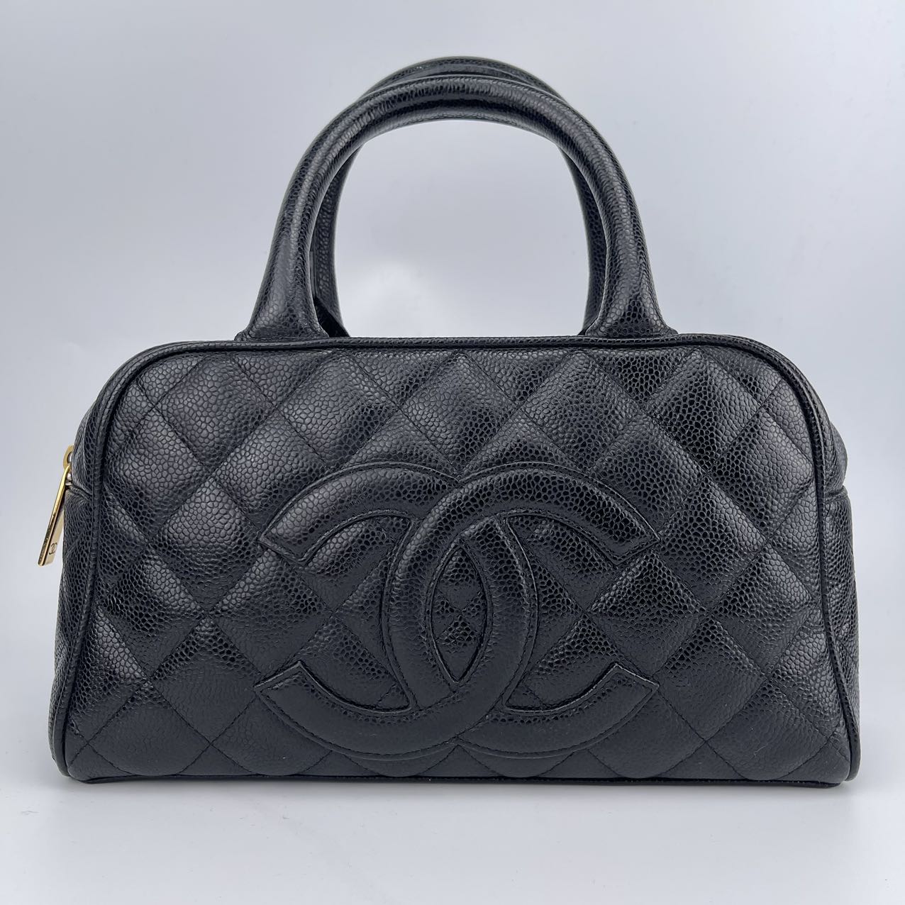 Chanel Black Caviar Leather Small Bowling Handbag [Used]