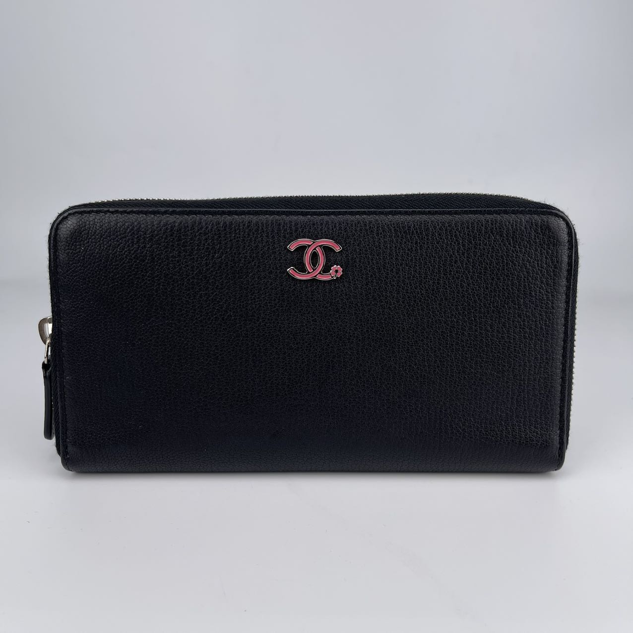 Chanel Calfskin Pink Button Long Wallet