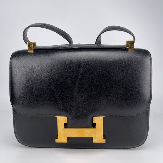 Hermès Box Leather Black Gold Hardware [Used]