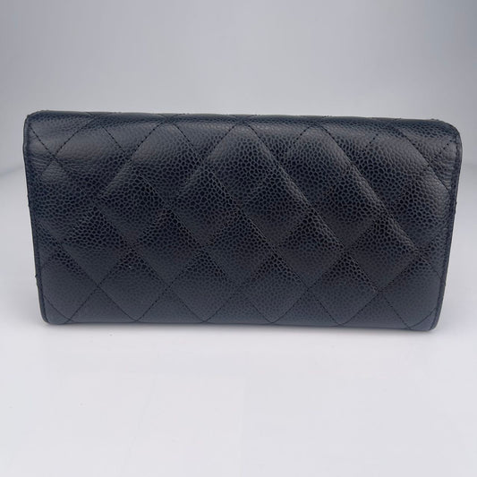 Chanel Black and Gold CF Pebbled Cowhide Wallet [used]