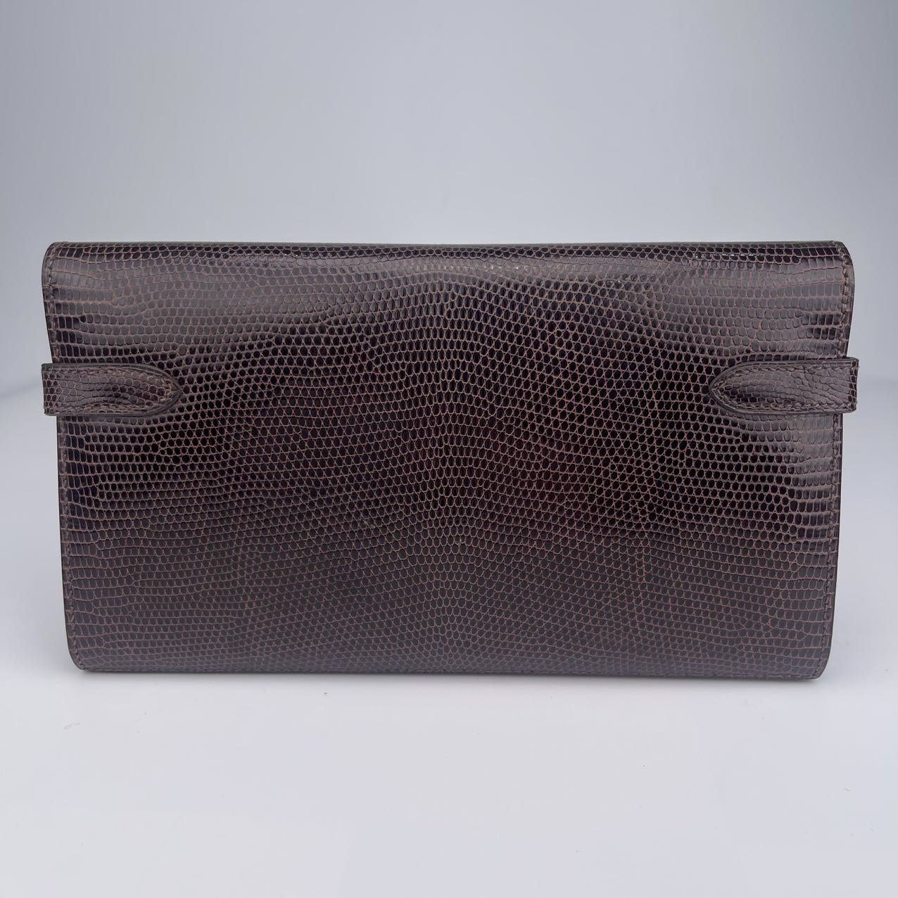 Hermès Lizard Skin Ebony Color Silver Buckle Kelly Wallet Clutch[used]