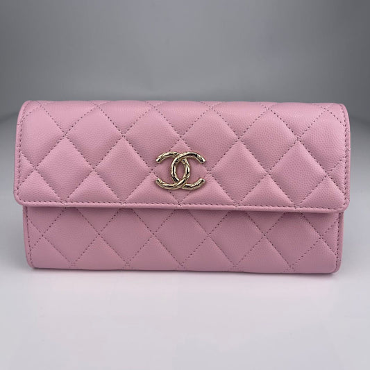 CHANEL Pink Caviar Skin Cocomark Wallet [Used]