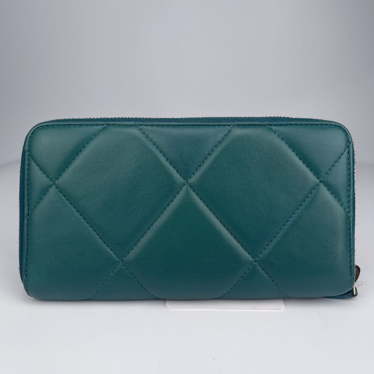 Chanel Peacock Green Lambskin Zip Wallet Clutch [used]