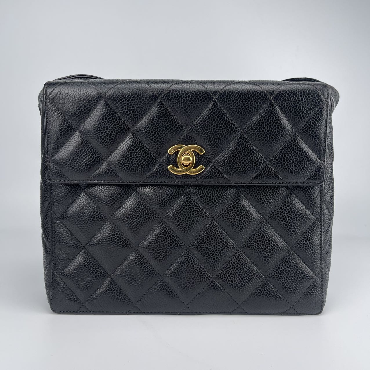 Chanel Black and Gold Cowhide Box Bag[used]