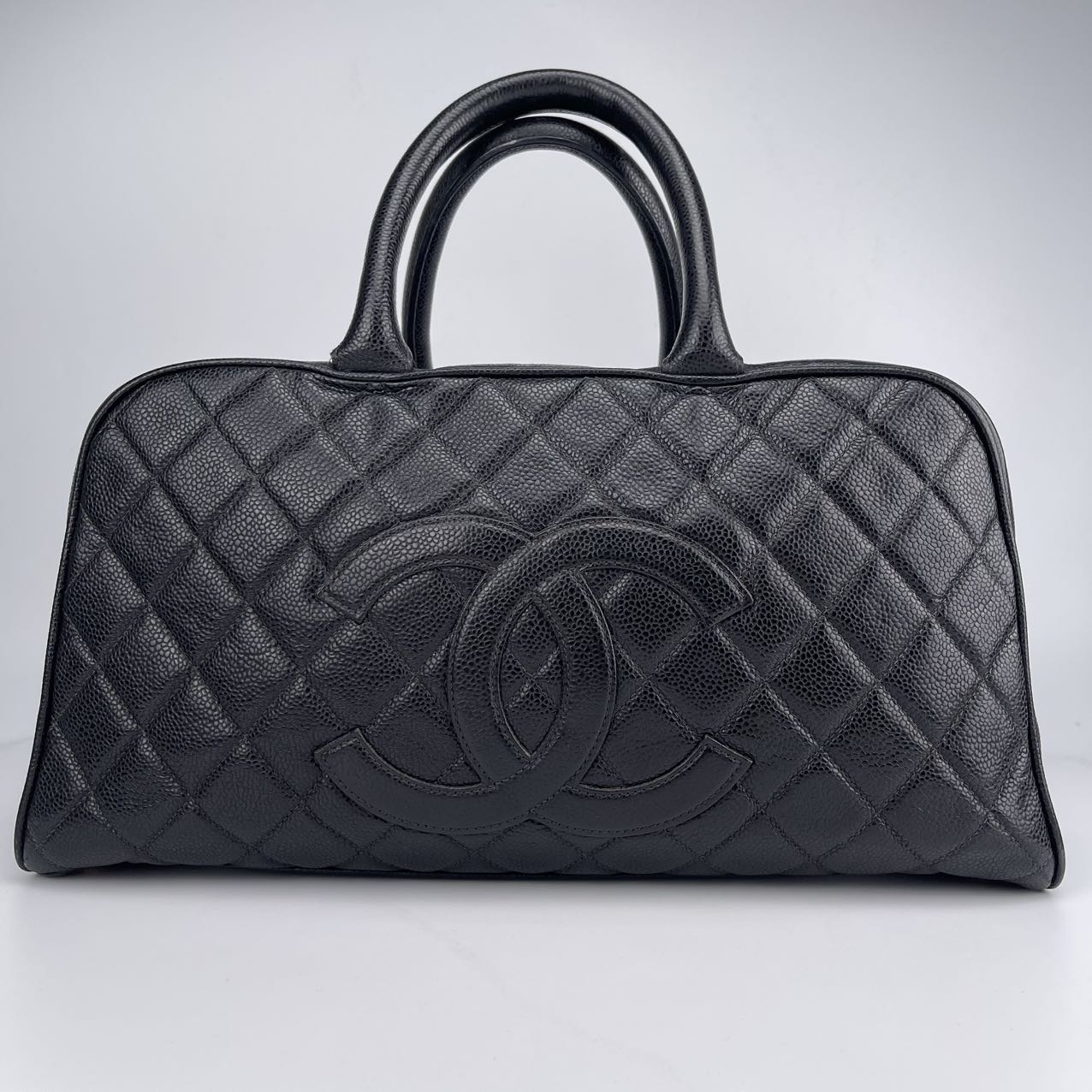 Chanel Black Caviar Leather Large Bowling Handbag [Used]