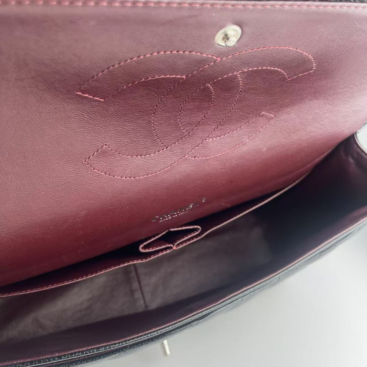 Chanel Classic Double Flap Maxi Black Silver Caviar Skin[used]