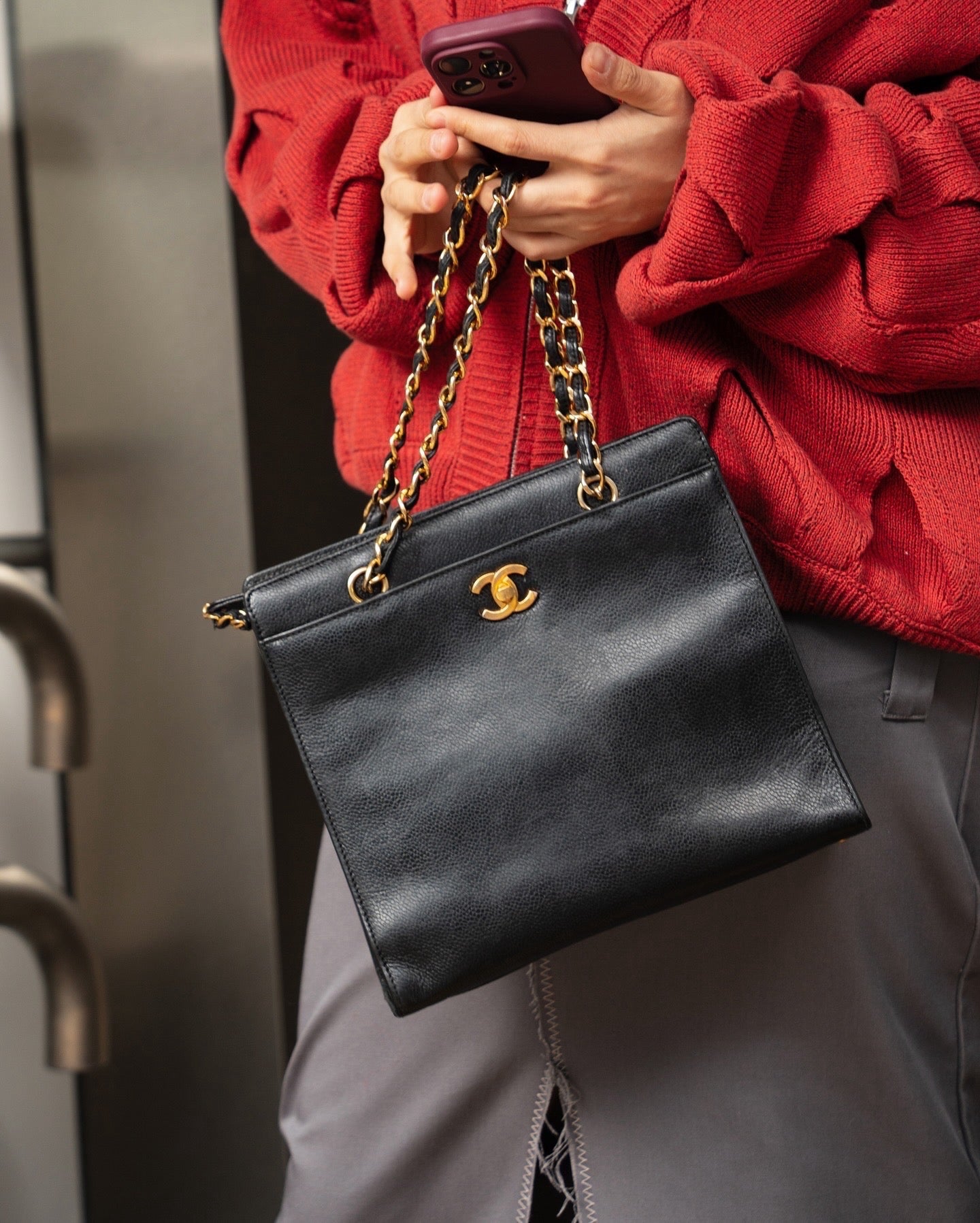 Chanel Black Calfskin Tote Bag [Used]