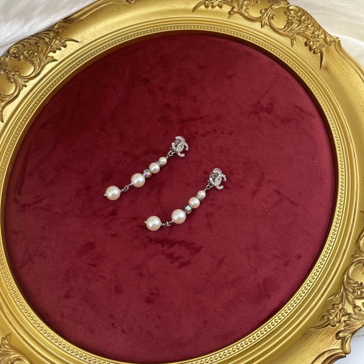 CHANEL Coco Mark Rhinestone Pearl Clip-On Earrings 17K[used]