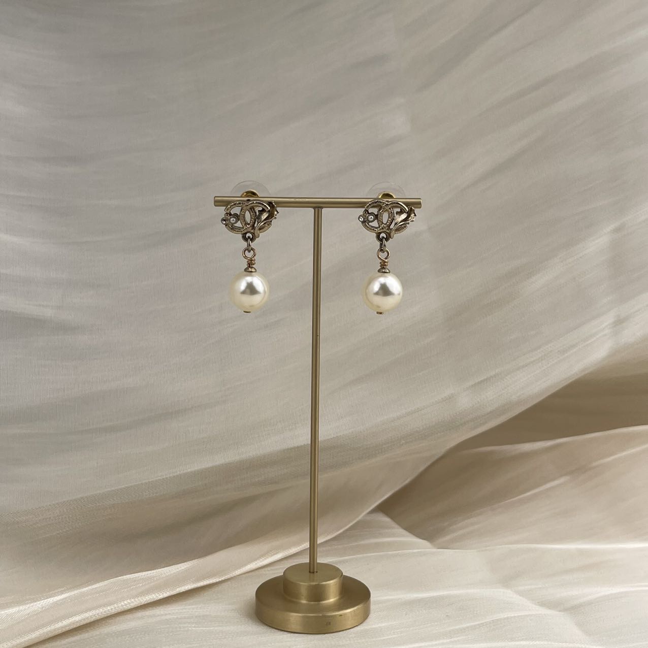 CHANEL Coco Mark Pearl Pierced Earrings 08V[used]