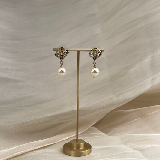 CHANEL Coco Mark Pearl Pierced Earrings 08V[used]