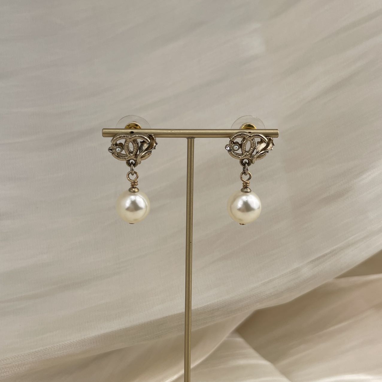 CHANEL Coco Mark Pearl Pierced Earrings 08V[used]