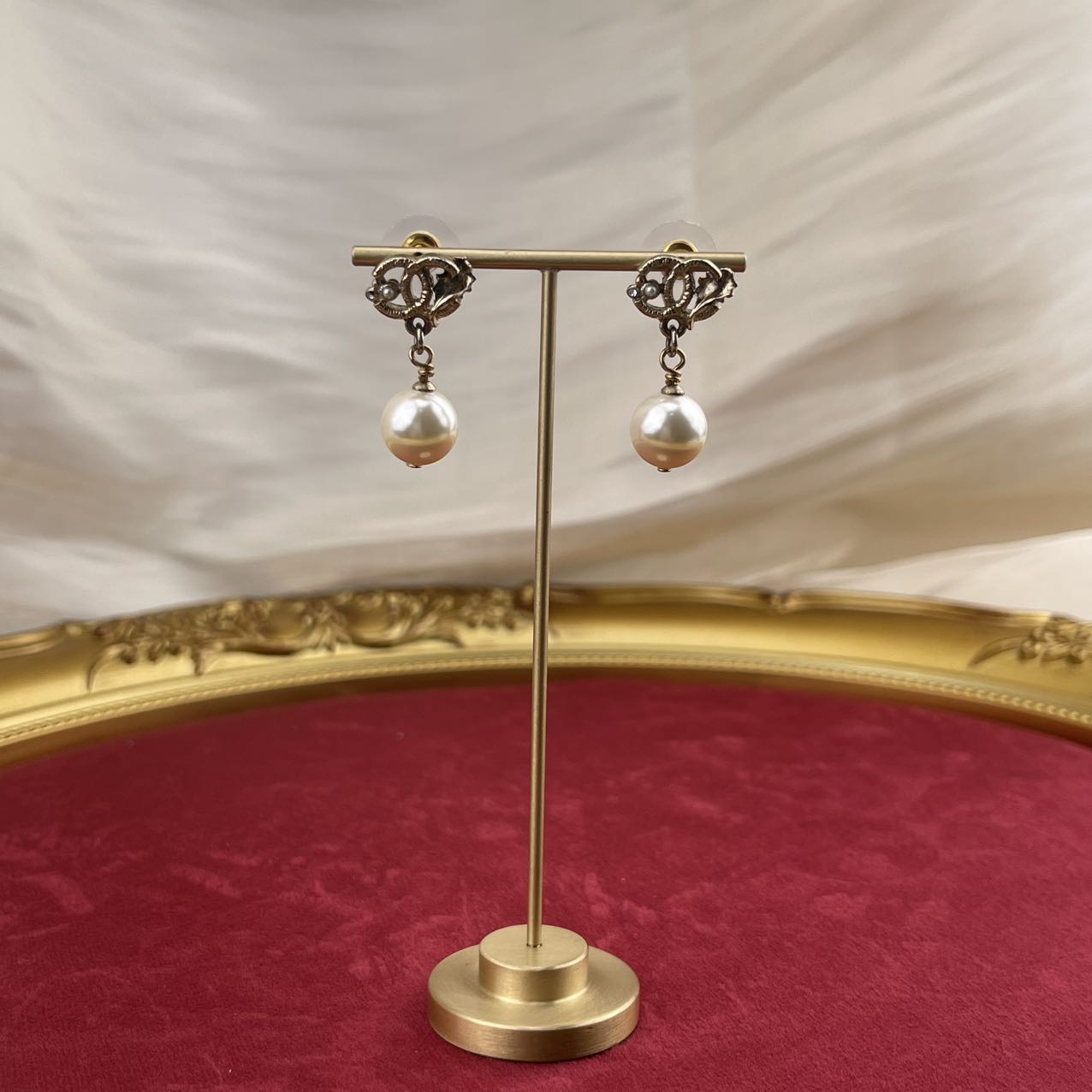CHANEL Coco Mark Pearl Pierced Earrings 08V[used]
