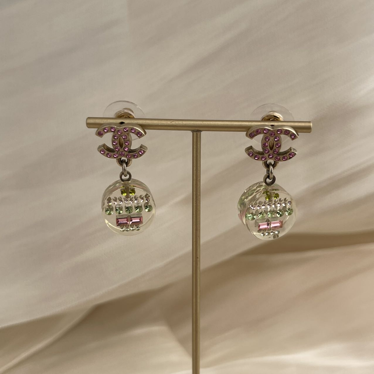 CHANEL Coco Mark Rhinestone Pierced Earrings[used]