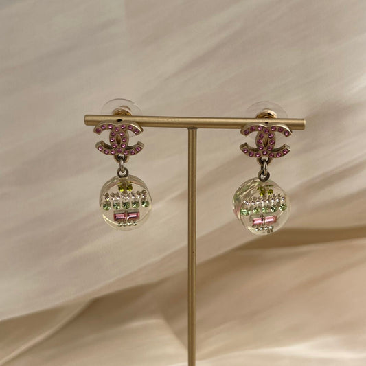 CHANEL Coco Mark Rhinestone Pierced Earrings[used]