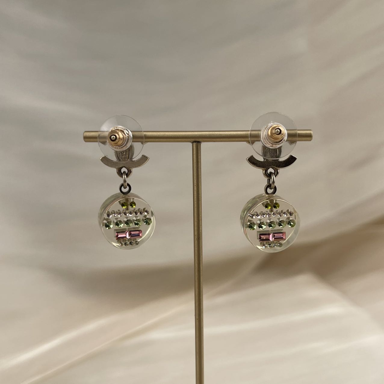 CHANEL Coco Mark Rhinestone Pierced Earrings[used]