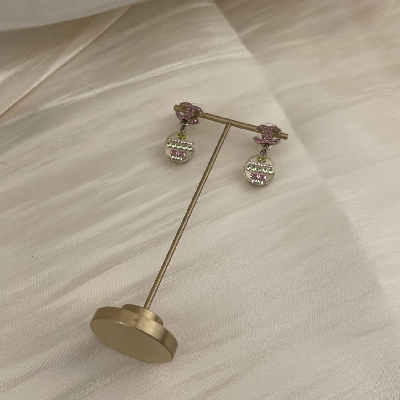 CHANEL Coco Mark Rhinestone Pierced Earrings[used]