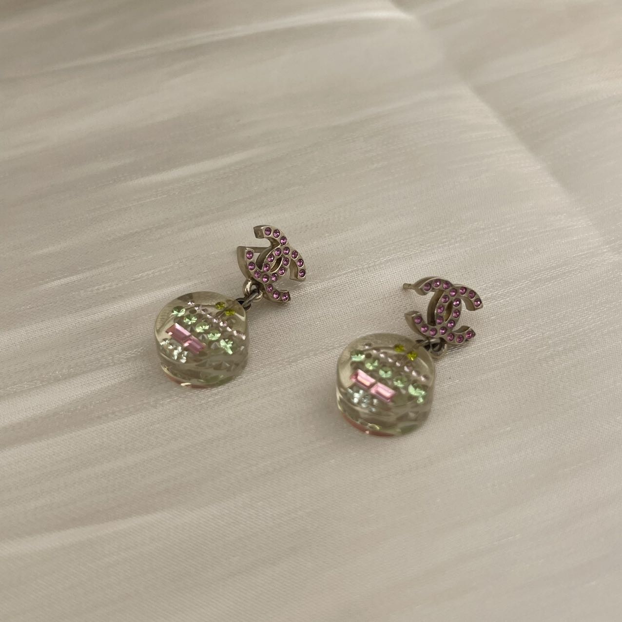 CHANEL Coco Mark Rhinestone Pierced Earrings[used]
