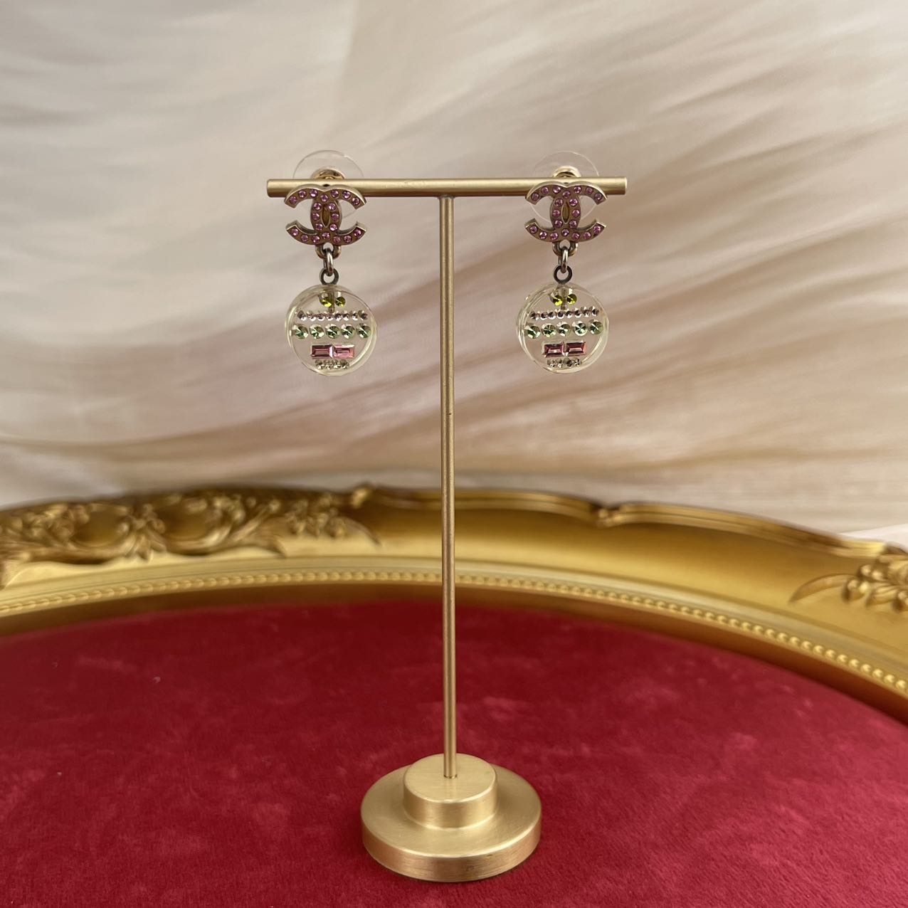 CHANEL Coco Mark Rhinestone Pierced Earrings[used]