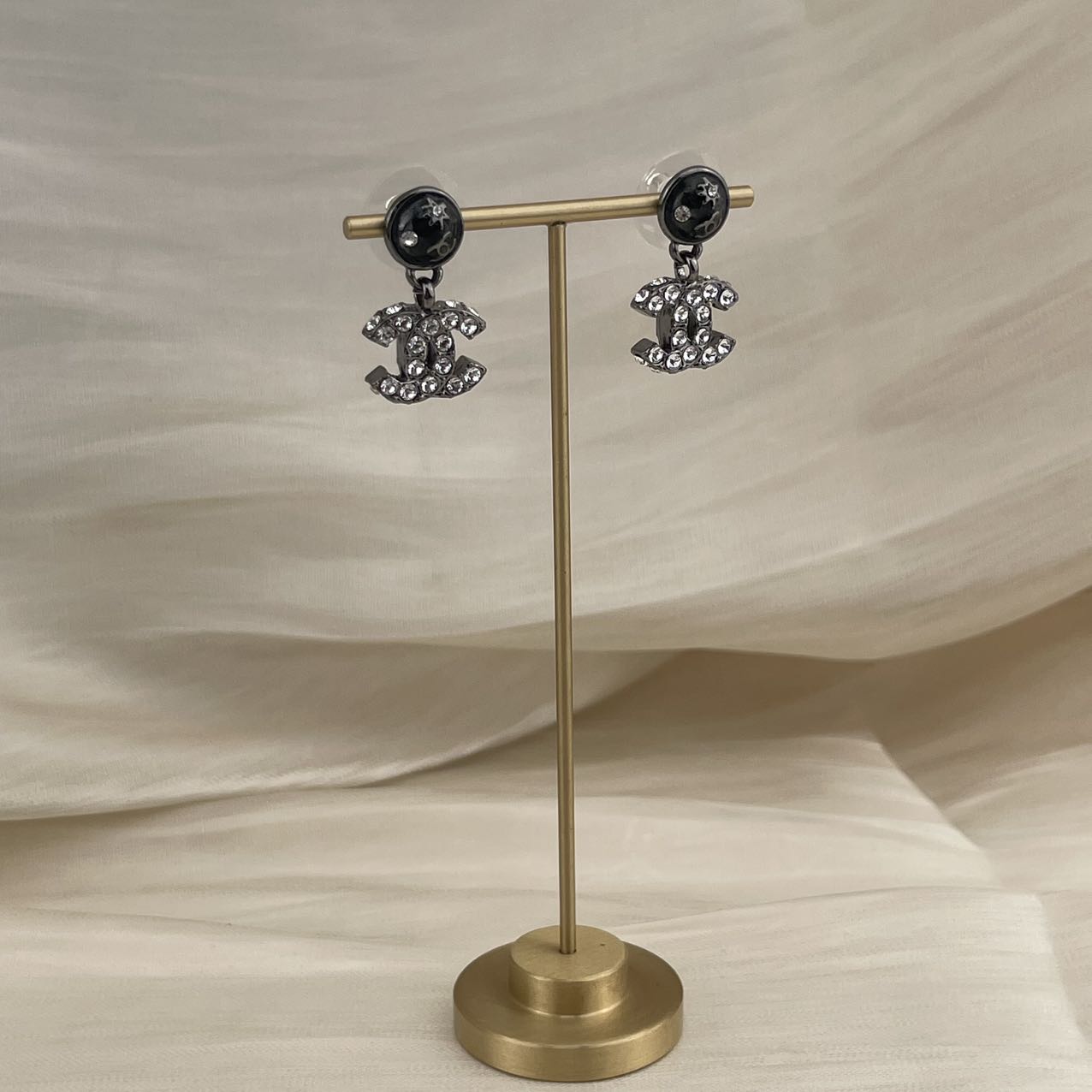 CHANEL Coco Mark Rhinestone Earrings 03A [Used]