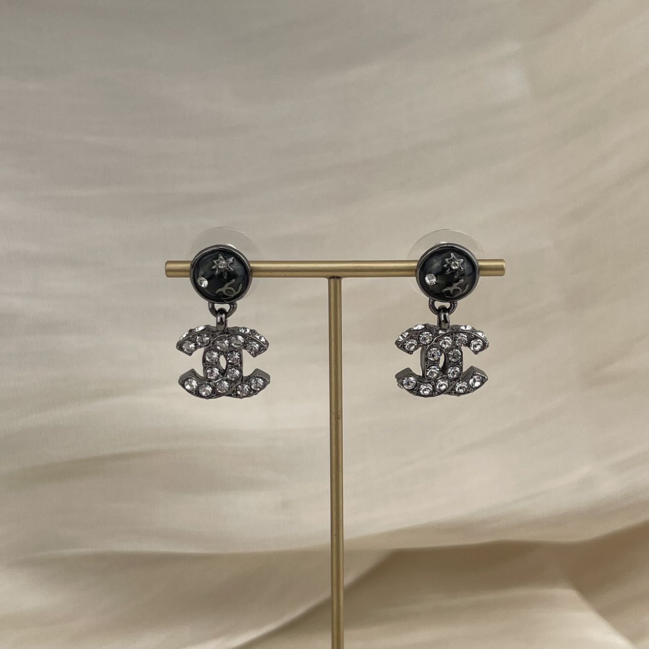CHANEL Coco Mark Rhinestone Earrings 03A [Used]
