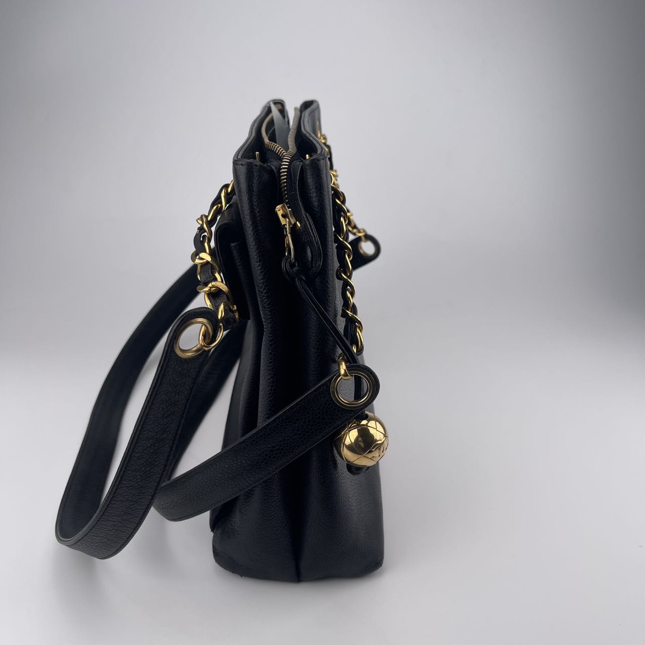 Chanel Luxurious black calfskin leather bag[Used]