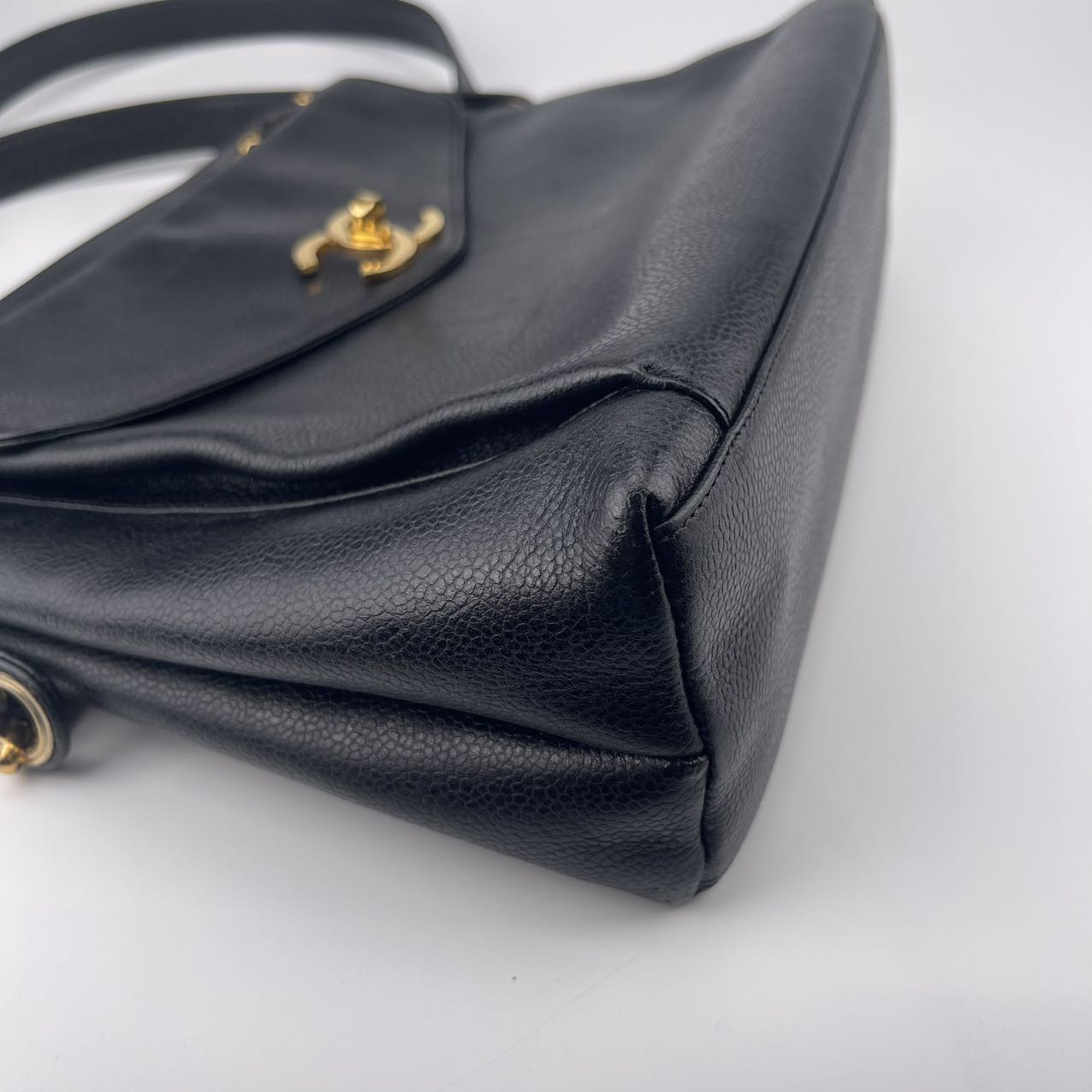 Chanel Luxurious black calfskin leather bag[Used]